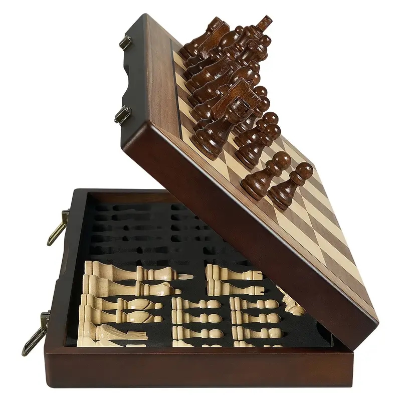 Magnetic Travel Chess - 39.3cm/15.47inch magnetic wooden chess set with