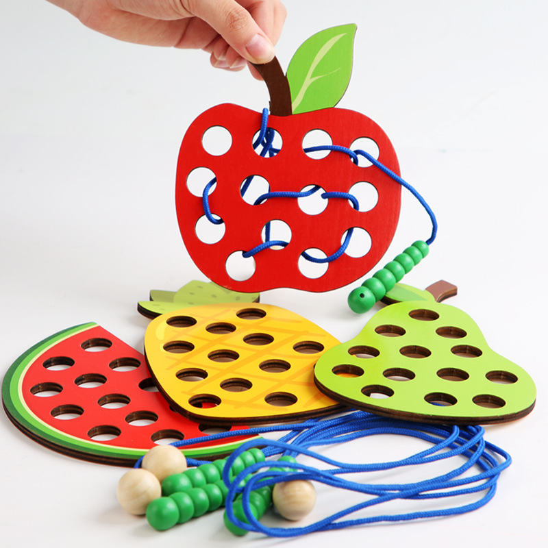 Board Game Nature - 1Set Children's Fun Montessori Fruits Threading