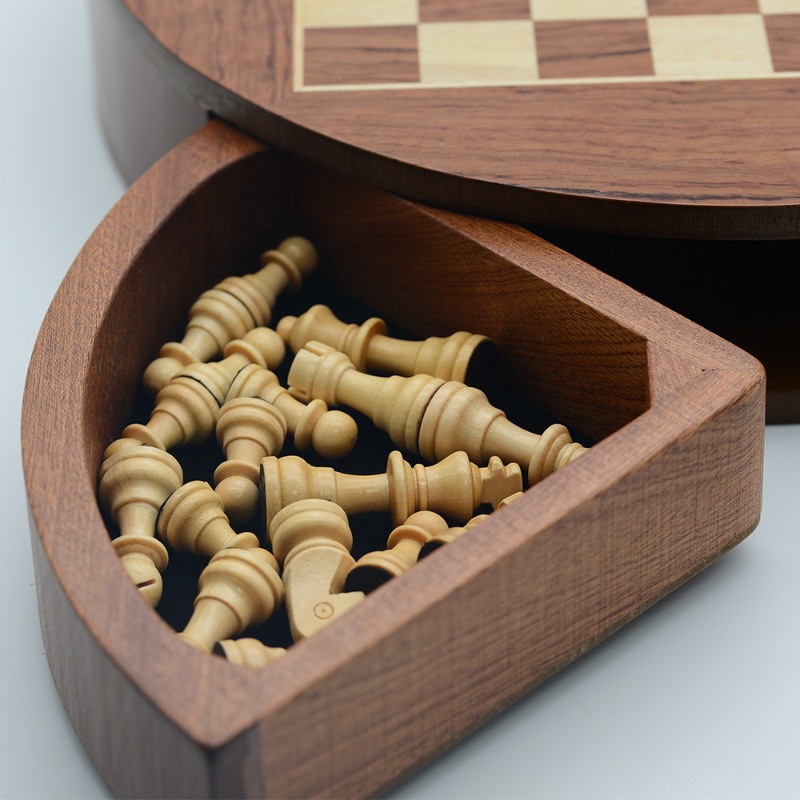 Round Solid Wood Magnetic Ches - Magnetic Travel Chess review and price