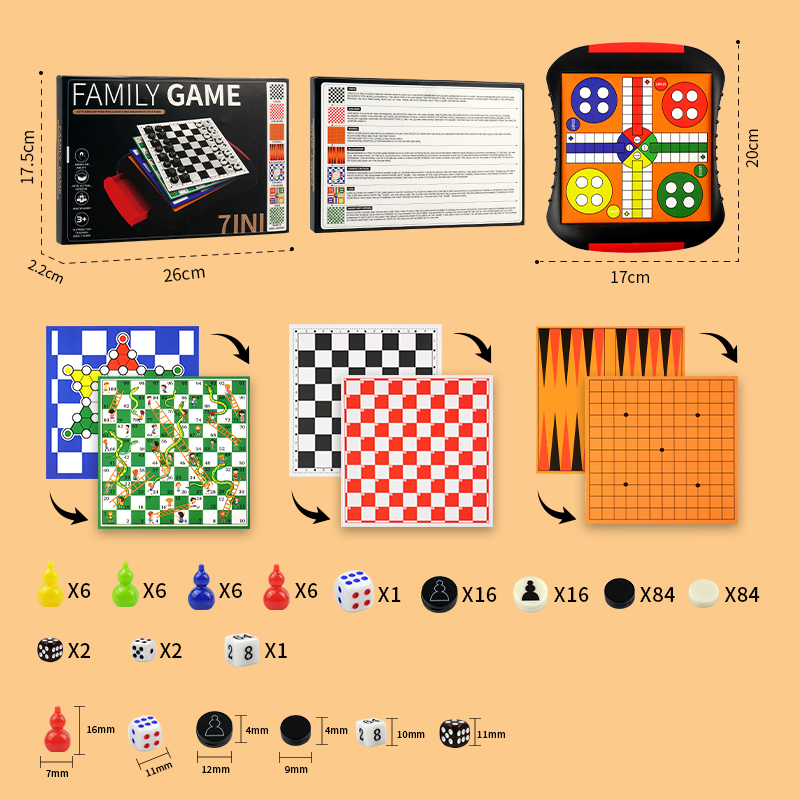 3-in-1/5-in-1/7-in-1 Board Gam - Magnetic Travel Chess review and price